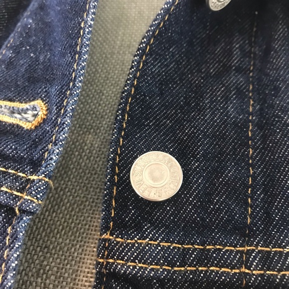 Levis Red Tab Womens Size X-Small XS Blue Flag Logo Trucker Denim Jean Jacket - Picture 4 of 9